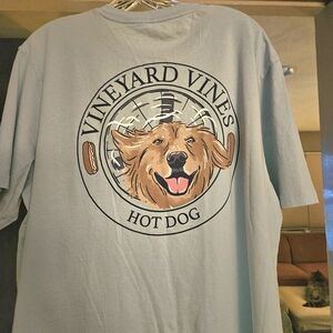 Vineyard Vines Light Blue Hot Dog Graphic Tee: Men's LARGE